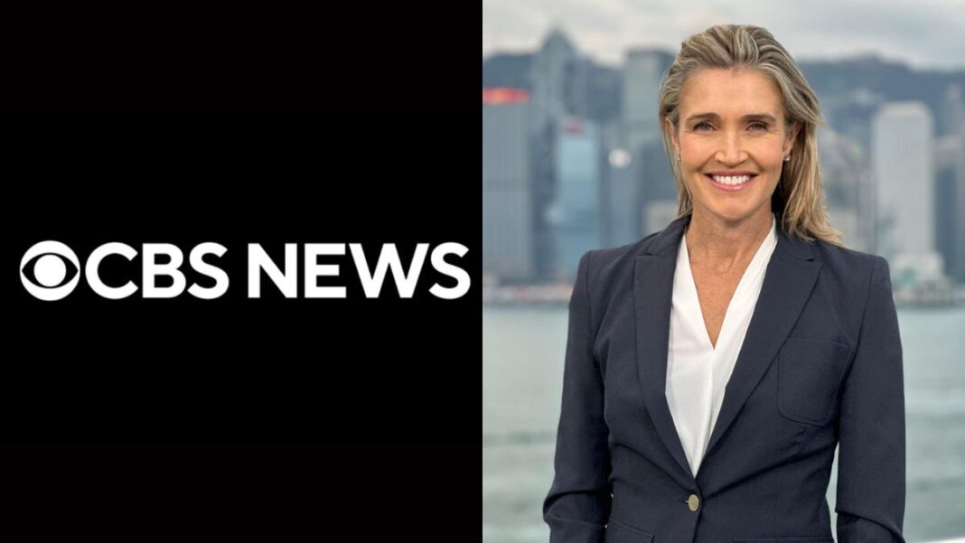 A photo of Anna Coren and the CBS News logo