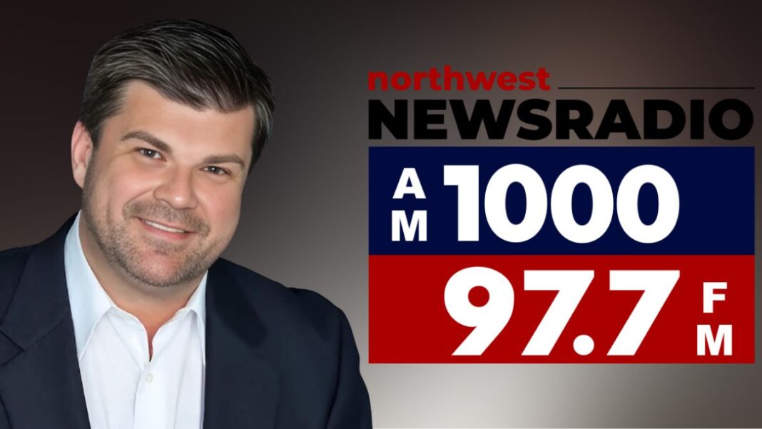 A photo of Brian Calvert and the Northwest Newsradio logo