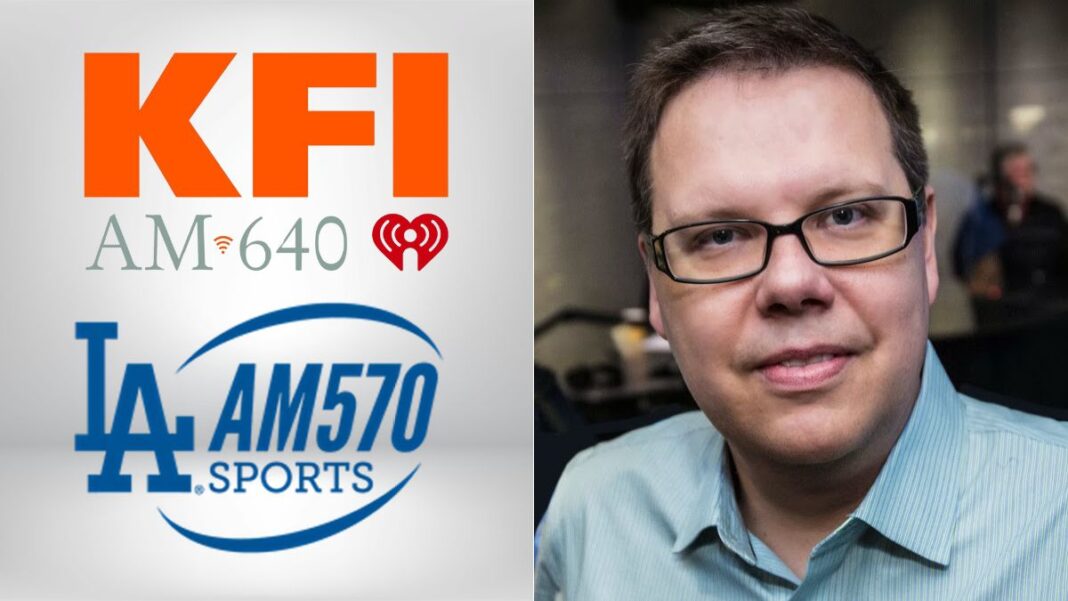 A photo of Brian Long and the KFI and AM 570 LA Sports logos