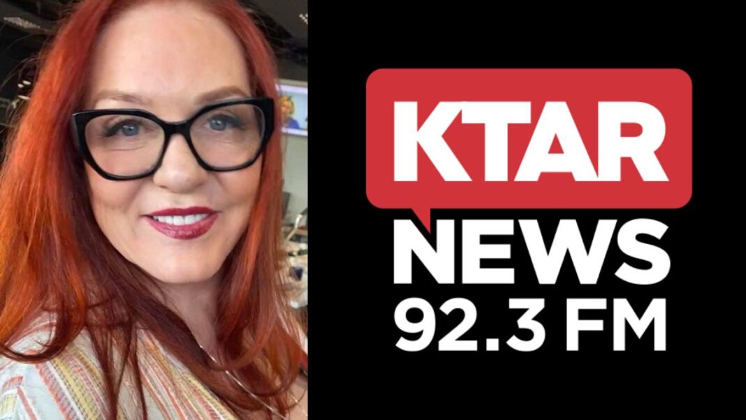 A photo of the KTAR News logo and LaDona Harvey