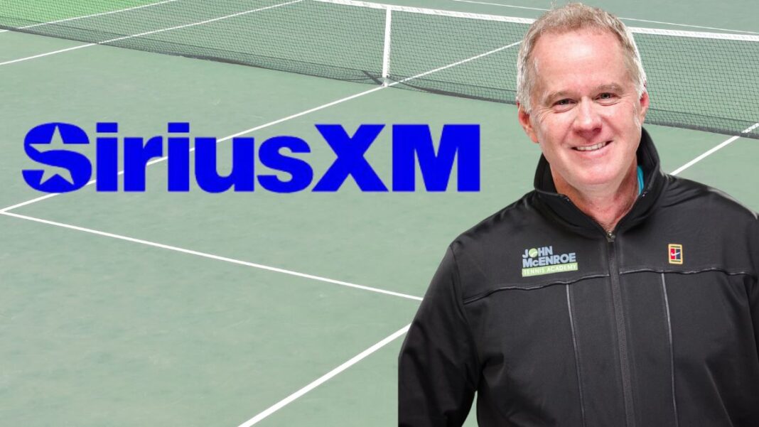 Photo of Patrick McEnroe and a logo for SiriusXM