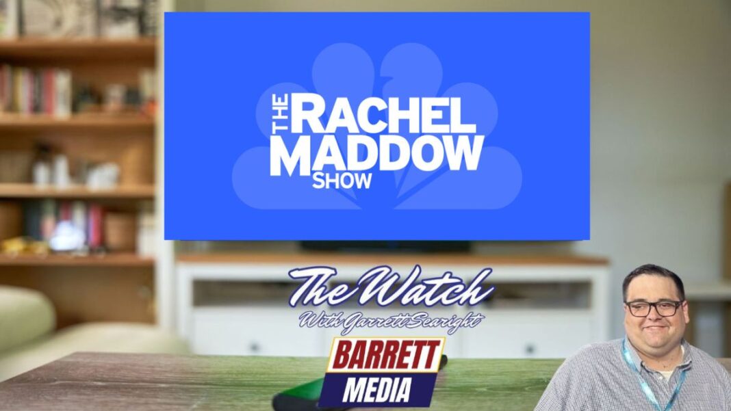 A photo of the logo for The Rachel Maddow Show