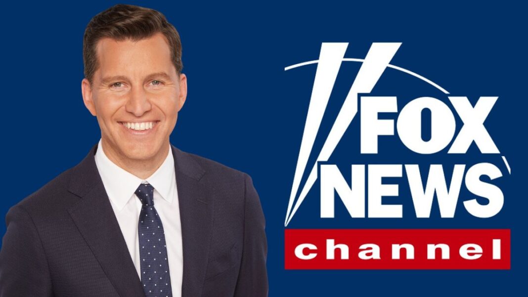 A photo of Will Cain and the Fox News logo