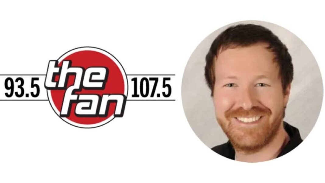 Logo for 93.5 The Fan and a photo of Andy Sweeney