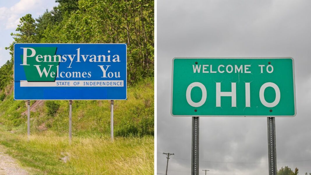 Pennsylvania and Ohio welcome signs