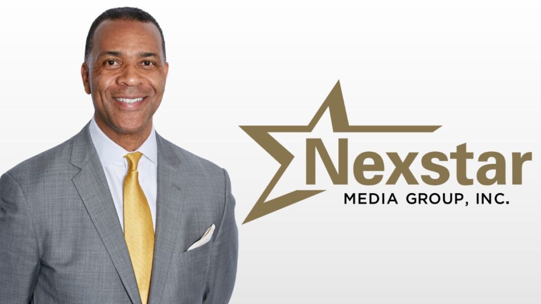 A photo of Ric Harris and the Nexstar Media Group logo