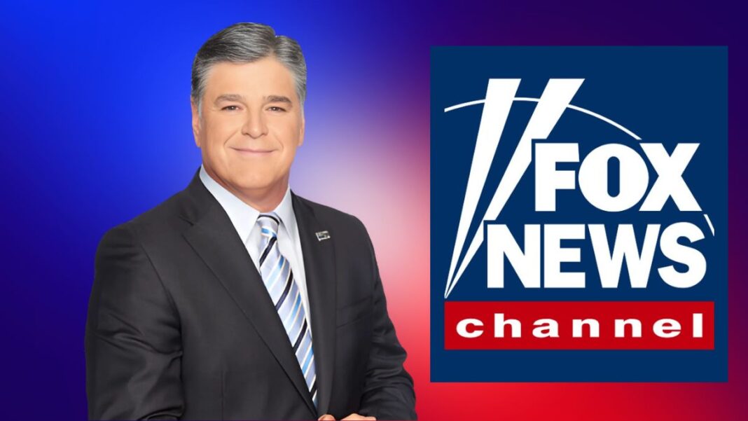 A photo of Sean Hannity and the Fox News logo